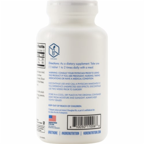 Kore Nutrition Calcium Carbonate Tablets Perspective: back