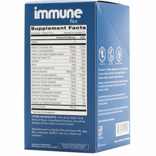 Kore Nutrition Immune Fizz Natural Orange Flavor Packets Perspective: back