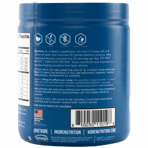 Kore Nutrition Strawberry Lemonade Pre-Workout Supplement Perspective: back