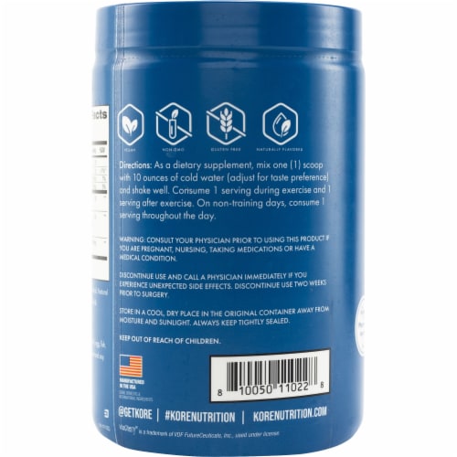 Kore Nutrition BCAA Pomegranate Blueberry Acai Dietary Supplement Perspective: back