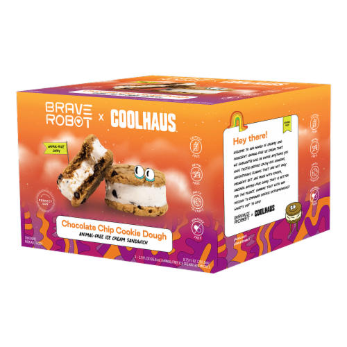 Brave Robot x Coolhaus Chocolate Chip Cookie Dough Animal-Free Ice Cream Sandwiches Perspective: back