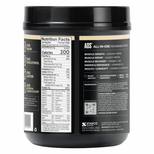 Art of Sport Protein Powder Performance Shake Mix 1.15lb- Vanilla Perspective: back