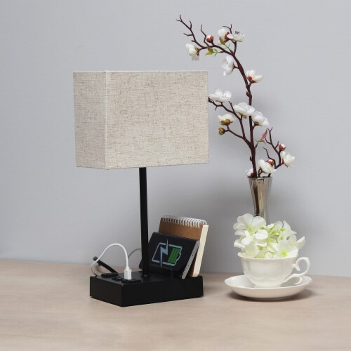 Table Desk Lamp with 2 USB Ports and Charging Outlet with Beige