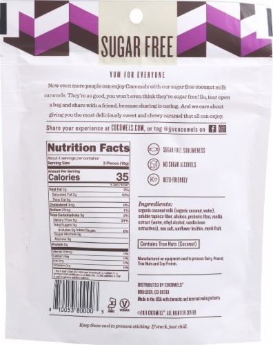 Cocomels Gluten Free Sugar Free Original Coconut Milk Caramels Perspective: back