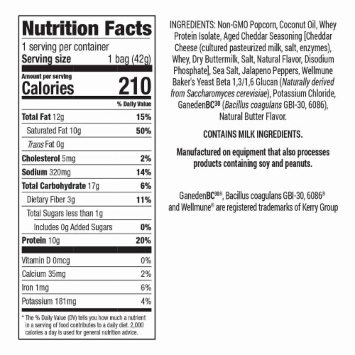 Snackergy PRO POP® High Protein Popcorn Snack, Cheddar Jalapeno (5ct) Perspective: back