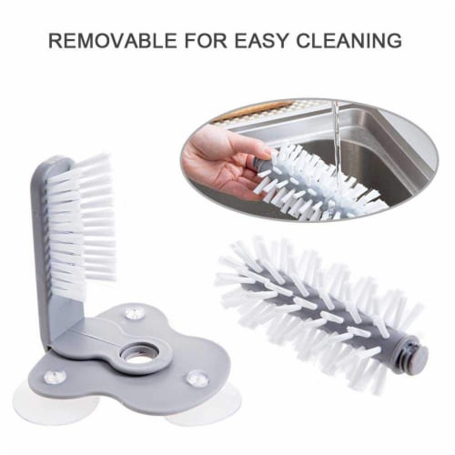 Glass Washer with Double Sided Bristle Brush, Glass Cup Brush Cleaner with Suction Cups Perspective: back