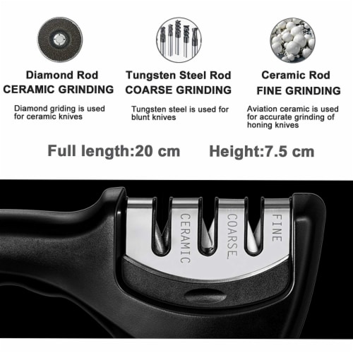 3 Stage Kitchen Knife Blade Cutter Scissor Sharpener Food Preparation Tools Gadget Perspective: back