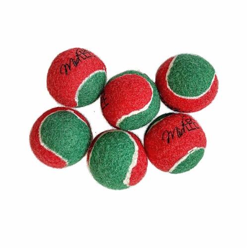 Midlee Candy Cane Tennis Balls Dog 1.5 Balls with Squeaker- Set of 6 Perspective: back