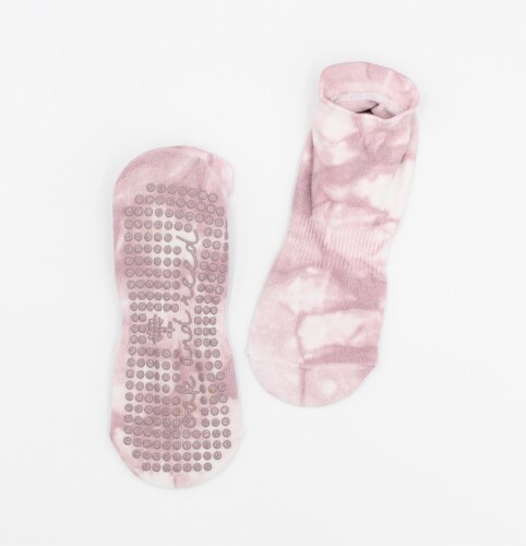 Oak and Reed Tie Dye Yoga Socks, Mauve M/L Perspective: back