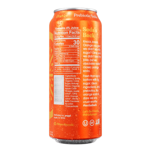 Poppi® Prebiotic Orange Soda Perspective: back