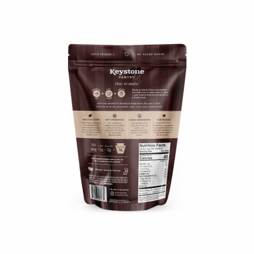 Keystone Pantry chocolate keto smoothie mix 2 pound pouch certified kosher dairy (kof-k) Perspective: back