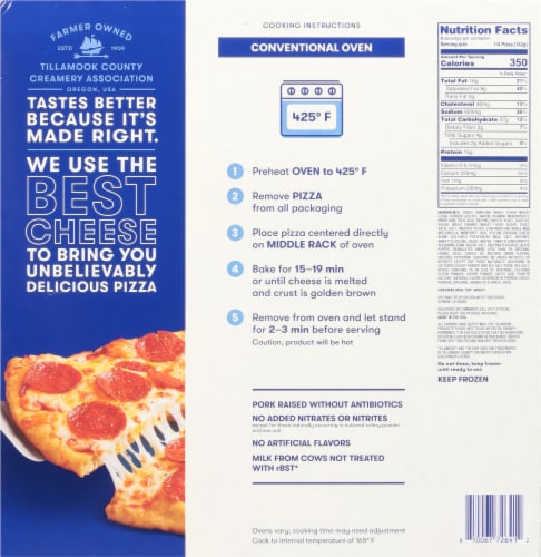 Tillamook® Crispy Stone Fired Uncured Pepperoni Cheesy Pizza Perspective: back