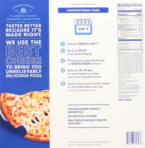 Tillamook® Cheesy BBQ Chicken Recipe Crispy Stone-Fired Frozen Pizza Perspective: back