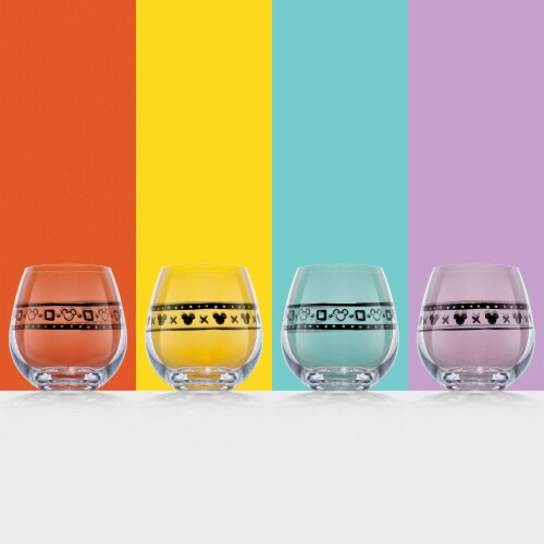 Disney Geo Picnic Drinking Glasses, Set of 4 Perspective: back