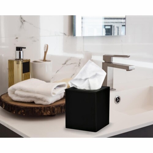 Alpine Industries Black Acrylic Tissue Box Containers for Home or Business (3 pack) Perspective: back
