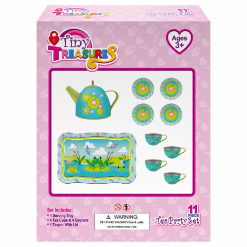 Tiny Treasures Frog Tin Tea Party Set Perspective: back