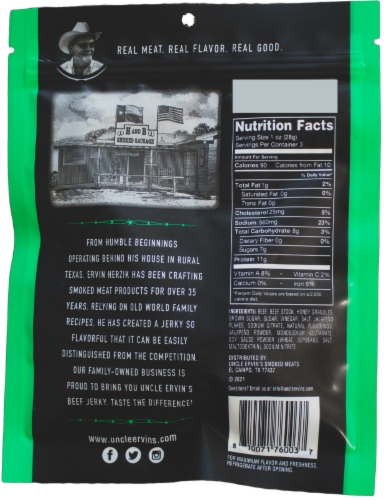 Uncle Ervin's™ Jalapeño Honey Beef Jerky Perspective: back