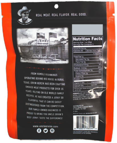 Uncle Ervins Beef Jerky - Texas Heat Perspective: back