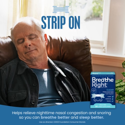 Breathe Right Original Clear Nasal Strips, 30 ct - City Market