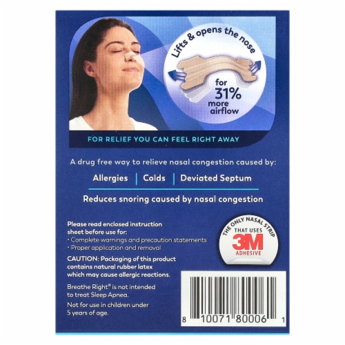 Breathe Right Original Nasal Strips | Tan Nasal Strips | Sm/Med | Help Stop Snoring | Perspective: back