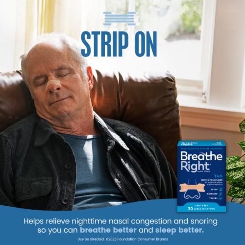 Breathe Right Nasal Strips, Large, Tan, 30 ct