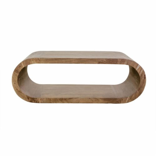 Porter Designs Ellipse Solid Acacia Wood Coffee Table - Gray Perspective: back