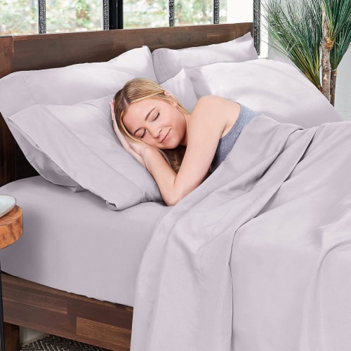 Hotel Sheets Direct Bamboo 4 Piece Sheet Set with Pillowcases, Full, Rose Pink Perspective: back