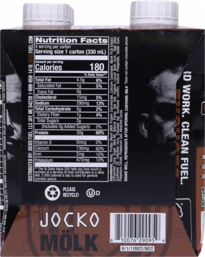 Jocko Fuel Molk Chocolate Protein Shakes Perspective: back