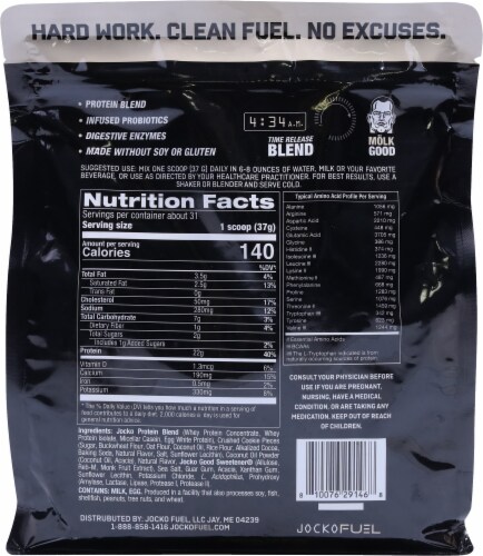 Jocko Molk Protein Powder - Cookies and Cream Perspective: back