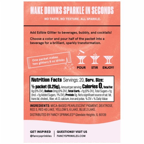 Fancy Sprinkles Opulus Edible glitter Packets Perspective: back