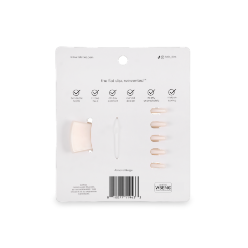 Teleties Flat Square Almond Beige Medium Hair Clip Perspective: back