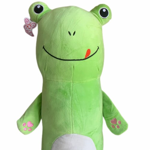 Velvet Bolster Plush Pillow | Swiss Jasmine Plushies | Froggie Stuffed Animal | 43 Inches Perspective: back