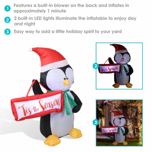 46.5 Christmas Inflatable Penguin Decoration LED Blow Up Outdoor Yard Decor Perspective: back