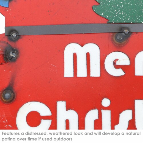 Merry Christmas Metal Hanging Decoration Holiday Indoor/Outdoor 16  Wall Art Perspective: back