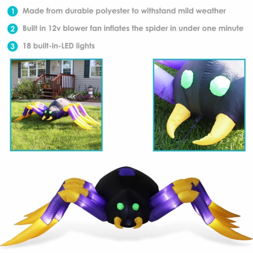 Sunnydaze 9 ft Terrifying Tarantula Spider Inflatable Halloween Decoration Perspective: back