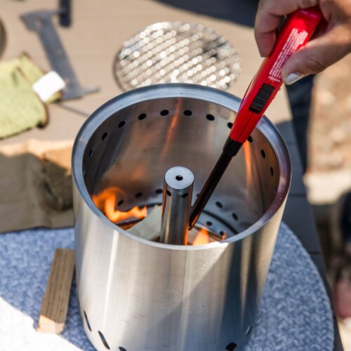 Sunnydaze Tabletop Smokeless Fire Pit with Triple Burn Design - Silver Perspective: back