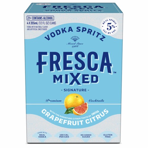 Fresca Mixed Vodka Spritz Grapefruit Citrus Gluten-Free Canned Cocktail Perspective: back