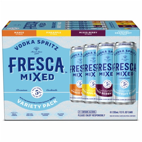 Fresca Mixed Citrus Vodka Spritz Canned Cocktail 8 Cans Variety Pack Perspective: back