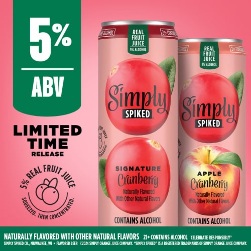 Simply Spiked Cranberry Flavored Malt Beverage Variety Pack 5.0% ABV cans Perspective: back