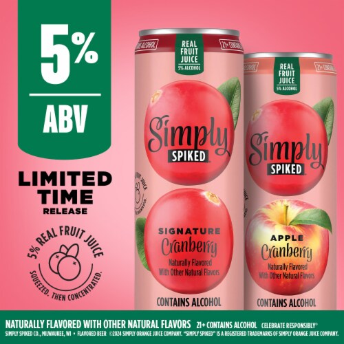 Simply Spiked Cranberry Flavored Malt Beverage Variety Pack 5.0% ABV cans Perspective: back