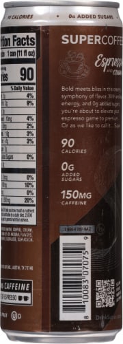 Super Coffee® Double Shot Espresso and Cream Coffee Drink Can Perspective: back