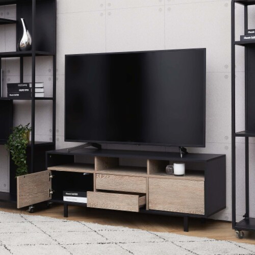 Teamson Home - Bryson TV Stand 65  Flat Screen with 2 Drawer 3 Open Shelves and 2 Door Perspective: back