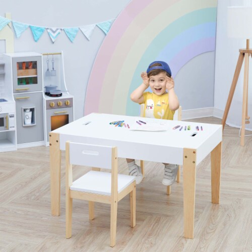 Fantasy Fields -  Play table & Chairs 3 pcs set with storage and 2 way table top - White Perspective: back