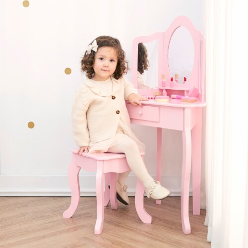 Fantasy Fields - Little Lady Alessandra Medium Corner Play Vanity - Pink Perspective: back