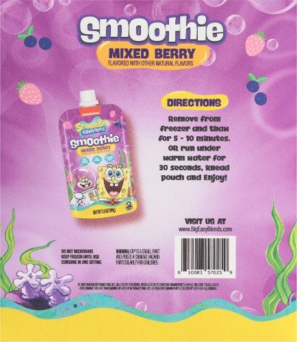 SpongeBob SquarePants Mixed Berry Kids Smoothie Pouches Perspective: back