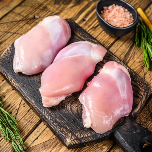 Kosher Boneless Skinless Chicken Leg/Thigh Fillets, 2x Packs, 2 lbs per Pack Perspective: back