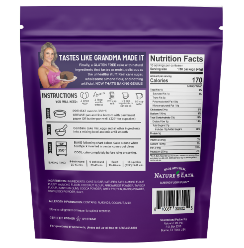Nature's Eats Baking Genius Gluten Free Classic Chocolate Almond Flour Cake Mix Perspective: back