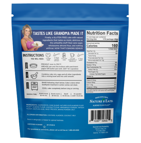 Nature's Eats Baking Genius Gluten Free Classic Vanilla Almond Flour Cake Mix Perspective: back