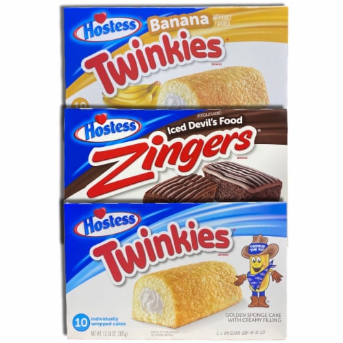 Hostess Twinkie Variety Pack with Zingers | Three Flavors: Original, Chocolate Zingers, Banan Perspective: back