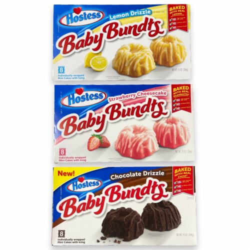 Ultimate Baby Bundts Variety Pack by Hostess | Lemon Drizzle, Strawberry Cheesecake, Cinnamon Perspective: back